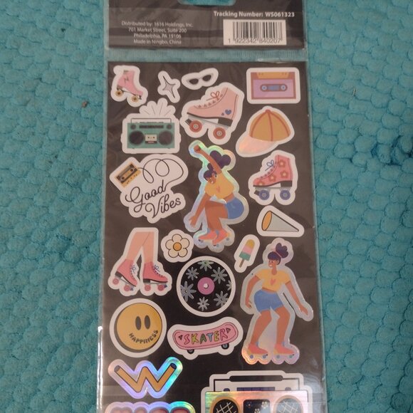 NEW pack of holographic stickers - rollerderby roller disco theme - Picture 2 of 2